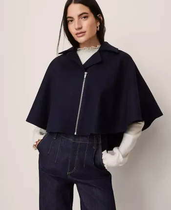 Ann Taylor Ponchos And Kimonos|Ponchos & Kimonos|Cropped Zip Poncho Night Sky