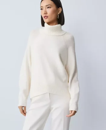 Ann Taylor Sweaters|All Sweaters|Crossover Turtleneck Sweater Winter White
