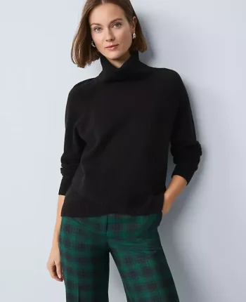 Ann Taylor Sweaters|All Sweaters|Crossover Turtleneck Sweater Black