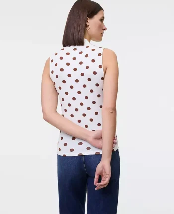 Ann Taylor Tops And Blouses|Dotted Sleeveless V-Neck Top Tortoise Shell