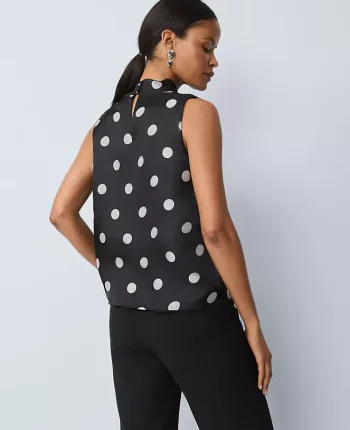 Ann Taylor Tops And Blouses|Dotted Tie Neck Halter Top Black