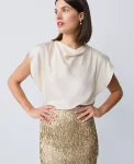 Ann Taylor Tops And Blouses|Draped Satin Blouse Feather