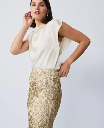 Ann Taylor Tops And Blouses|Draped Satin Blouse Feather