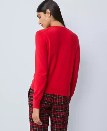 Ann Taylor Sweaters|All Sweaters|Embellished Ann Cardigan Iconic Red