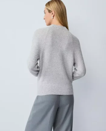 Ann Taylor Sweaters|All Sweaters|Embellished Mock Neck Sweater Medium Light Heather Grey