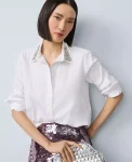 Ann Taylor Tops And Blouses|Embellished Relaxed Perfect Shirt White