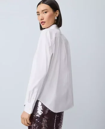 Ann Taylor Tops And Blouses|Embellished Relaxed Perfect Shirt White
