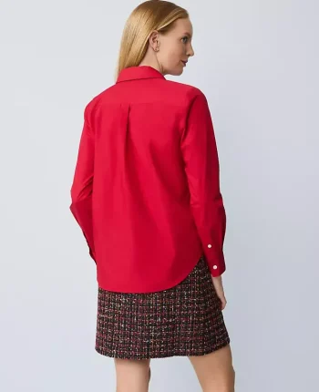 Ann Taylor Tops And Blouses|Embellished Relaxed Perfect Shirt Jewel Red