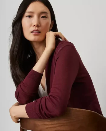 Ann Taylor Sweaters|All Sweaters|Essential Open Cardigan Windsor Wine