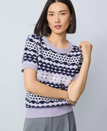 Ann Taylor Sweaters|All Sweaters|Fair Isle Sweater Tee Lavender Bouquet