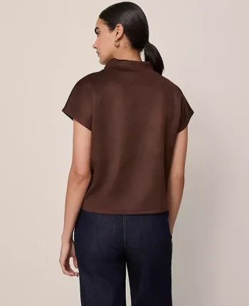 Ann Taylor Tops And Blouses|Faux Suede Horsebit Top Dark Brown