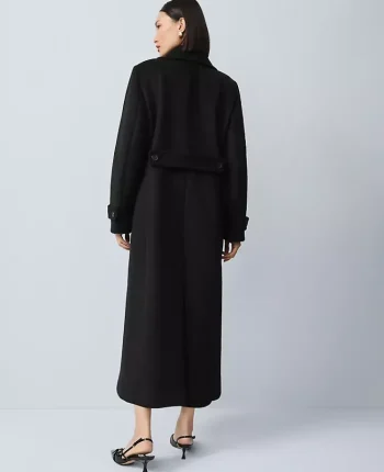 Ann Taylor Jackets And Blazers|Fitted Double Breasted Long Coat Black