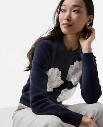 Ann Taylor Sweaters|All Sweaters|Floral Ann Cardigan Indigo Dusk
