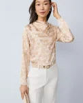 Ann Taylor Tops And Blouses|Floral Asymmetric Satin Top Cafe Au Lait