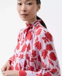 Ann Taylor Tops And Blouses|Floral Bow Blouse Fiery Sunset