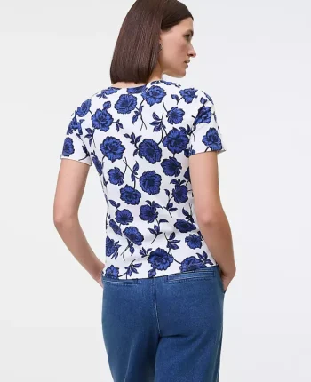 Ann Taylor Tops And Blouses|Floral Crew Neck Tee Electric Periwinkle