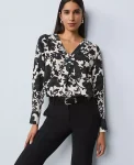 Ann Taylor Tops And Blouses|Floral Mixed Media Top Black