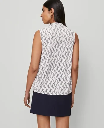 Ann Taylor Tops And Blouses|Floral Mixed Media Top Winter White