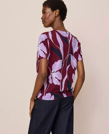 Ann Taylor Sweaters|All Sweaters|Floral Sweater Tee B Windsor Wine