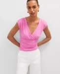 Ann Taylor Tops And Blouses|Gathered V-Neck Top Pink Orchid