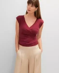 Ann Taylor Tops And Blouses|Gathered V-Neck Top Moroccan Red
