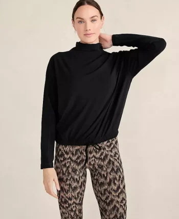 Ann Taylor All Weekend|Haven Well Within Balance Funnel Neck Top Black