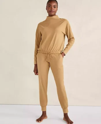 Ann Taylor All Weekend|Haven Well Within Balance Funnel Neck Top Tigers Eye