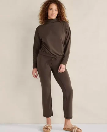Ann Taylor All Weekend|Haven Well Within Balance Funnel Neck Top Chocolate