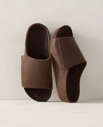 Ann Taylor All Weekend|Haven Well Within Felted Wool Slides Marl Brown Heather