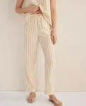 Ann Taylor All Weekend|Haven Well Within Linen Blend Dobby Stripe Pants Ivory