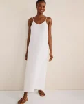 Ann Taylor All Weekend|Haven Well Within Organic Cotton Gauze V-Neck Midi Dress White