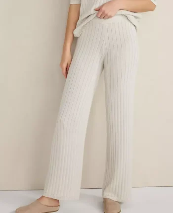 Ann Taylor All Weekend|Haven Well Within Organic Cotton Ribbed Straight Leg Pants Full Moon Grey