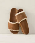 Ann Taylor All Weekend|Haven Well Within Suede And Sherpa Molded Slide Sand Dune