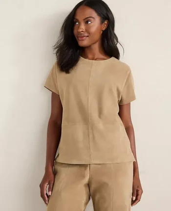 Ann Taylor All Weekend|Haven Well Within Suede Muscle Tee Nougat-Haven