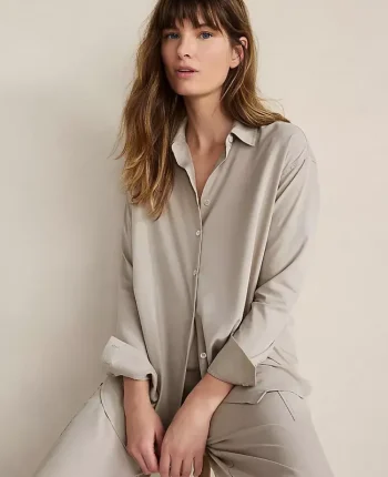 Ann Taylor All Weekend|Haven Well Within The Daily Shirt In Drapey Modal Blue Fog