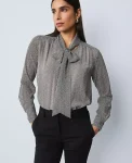 Ann Taylor Tops And Blouses|Herringbone Bow Blouse Black B