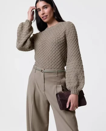 Ann Taylor Sweaters|All Sweaters|Honeycomb Cable Crew Neck Sweater Dried Moss