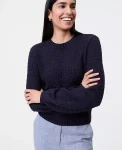 Ann Taylor Sweaters|All Sweaters|Honeycomb Cable Crew Neck Sweater Night Sky
