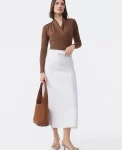 Ann Taylor Skirts|Horsebit Denim Midi Skirt Ivory