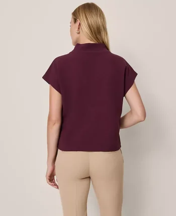 Ann Taylor Tops And Blouses|Horsebit Mock Neck Top Poised Plum