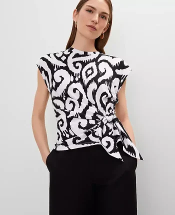 Ann Taylor Tops And Blouses|Ikat Tie Waist Tee Black