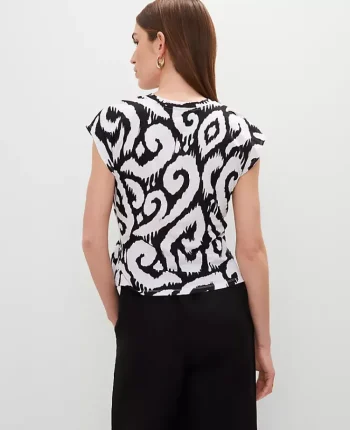 Ann Taylor Tops And Blouses|Ikat Tie Waist Tee Black