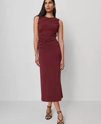 Ann Taylor Dresses|Knit Ruched Sheath Dress Windsor Wine