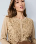 Ann Taylor Sweaters|All Sweaters|Lace Ann Cardigan Camel Melange
