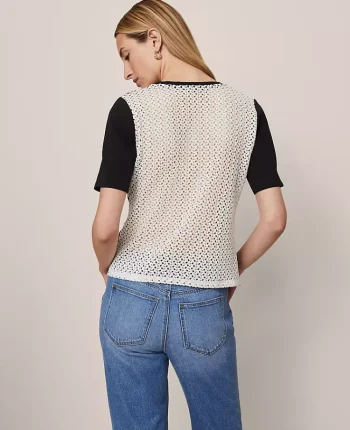 Ann Taylor Tops And Blouses|Lace Back Ponte Top Black