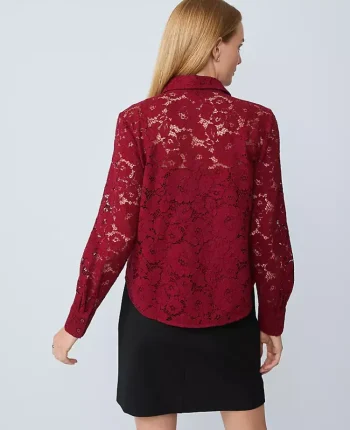 Ann Taylor Tops And Blouses|Lace Shirt Cherry Pie