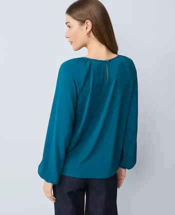 Ann Taylor Tops And Blouses|Lace Trim Mixed Media Blouse Pacific Shore