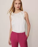 Ann Taylor Tops And Blouses|Lace Trim Tank Winter White