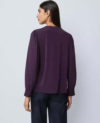 Ann Taylor Tops And Blouses|Mixed Media Pintuck Top Aubergine Dream