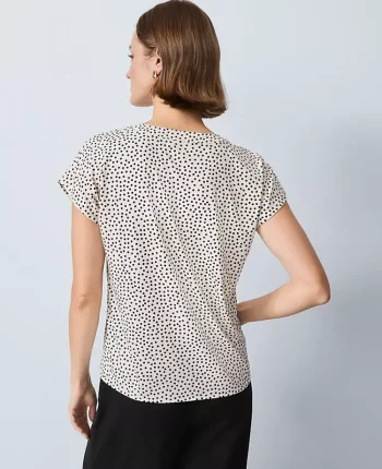 Ann Taylor Tops And Blouses|Mixed Media Pleat Front Top Ivory Whisper